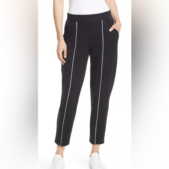ATM Anthony Thomas Melillo Pants - ATM Anthony Thomas Melillo‎ - French Terry Crop Black Piped Retro Track Joggers
